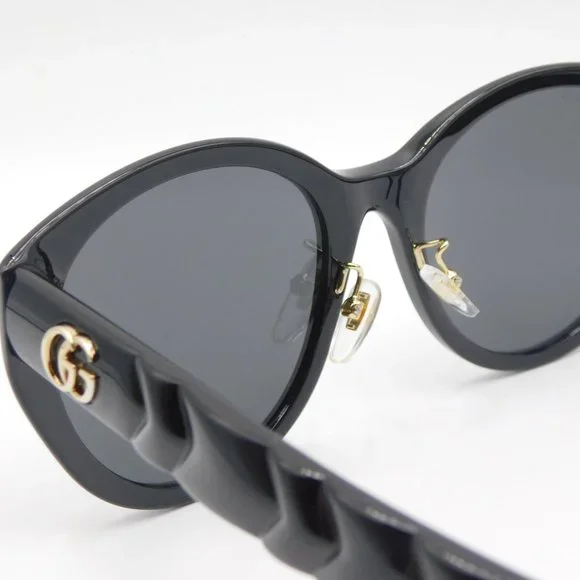 GUCCI GG0814SK 001 BLACK GREY CAT EYE WOMEN'S AUTHENTIC SUNGLASSES 56-20… - Picture 8 of 12